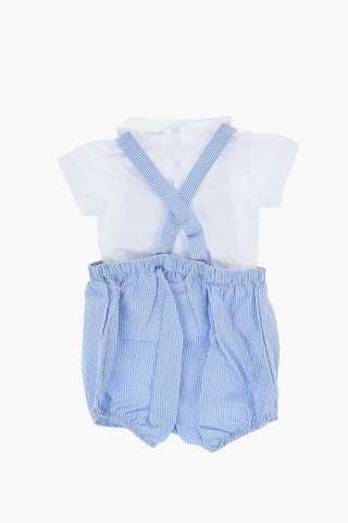 Awning Striped Cotton Romper Suit with Collar