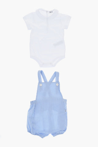 Awning Striped Cotton Romper Suit with Collar