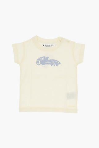 Solid Color TOM Crew-neck T-Shirt with Contrasting Print