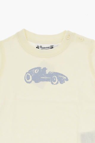Solid Color TOM Crew-neck T-Shirt with Contrasting Print