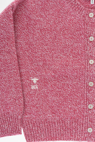 Cardigan Girocollo Melange con Logo Ricamato