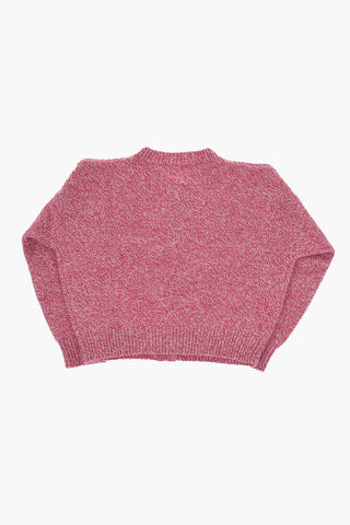 Cardigan Girocollo Melange con Logo Ricamato