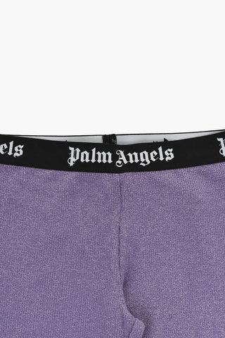 Flared Ribbed Lurex Pants with Logoed Elastic Band