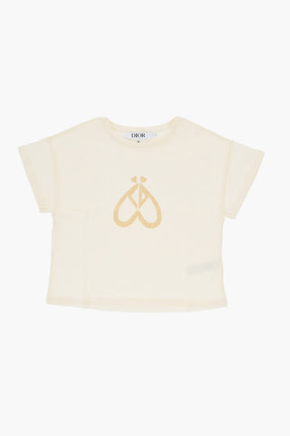 Solid Color Crew-neck T-Shirt with Glittered Detail