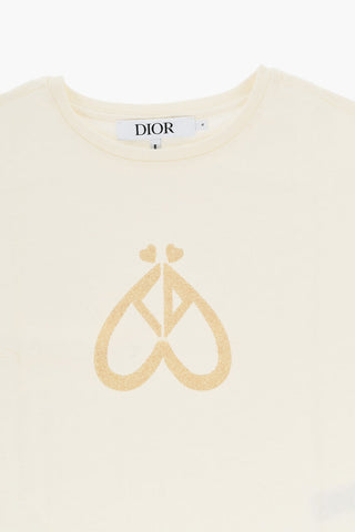 Solid Color Crew-neck T-Shirt with Glittered Detail