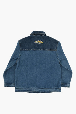 Denim Jacket with Contrasting Logo Patch