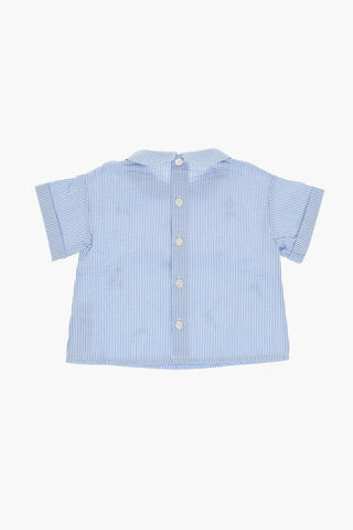 2-Piece Set Consisting of Striped Blouse and Solid Color Shorts