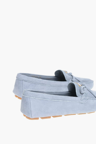Suede Loafers with Front Bow