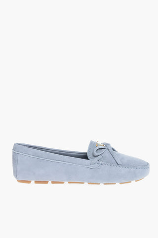 Suede Loafers with Front Bow