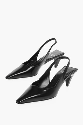 Slingbacks in Pelle Spazzolata CHARLOTTE con Design Squadrato 5cm