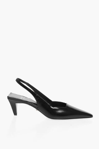 Slingbacks in Pelle Spazzolata CHARLOTTE con Design Squadrato 5cm