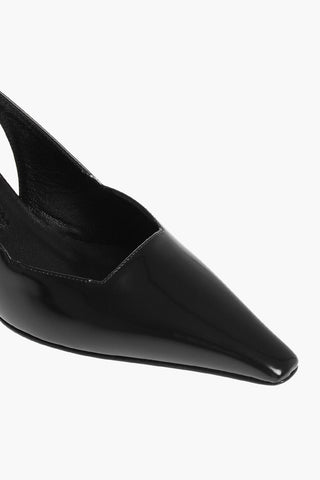 Slingbacks in Pelle Spazzolata CHARLOTTE con Design Squadrato 5cm