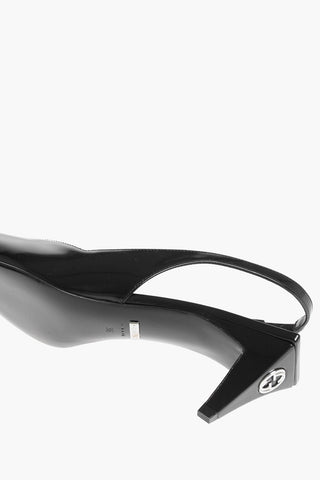 Slingbacks in Pelle Spazzolata CHARLOTTE con Design Squadrato 5cm