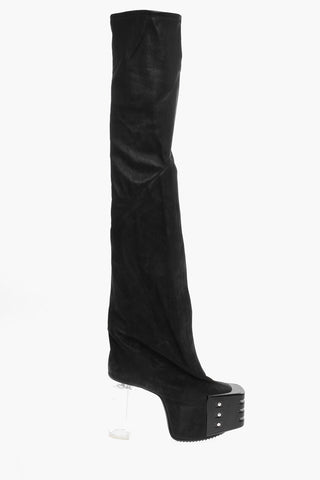 Leather Over the Knee Boots with Platform Sole 12cm