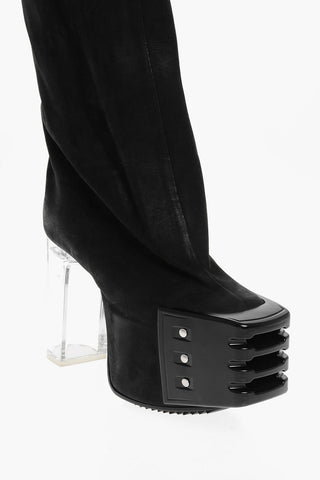 Leather Over the Knee Boots with Platform Sole 12cm