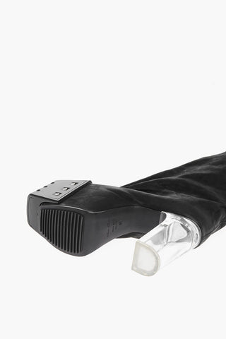 Leather Over the Knee Boots with Platform Sole 12cm