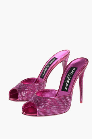 Rhinestoned KEIRA Open Toe Mules 12cm