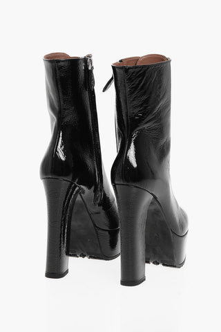Lace-up Naplak Booties with Platform Sole 14cm