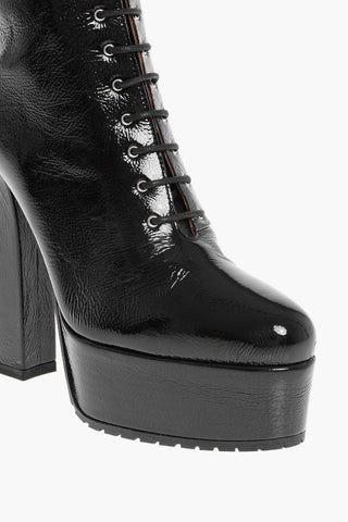 Lace-up Naplak Booties with Platform Sole 14cm