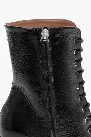 Lace-up Naplak Booties with Platform Sole 14cm