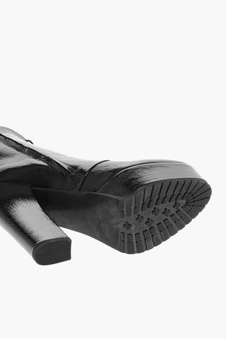 Lace-up Naplak Booties with Platform Sole 14cm