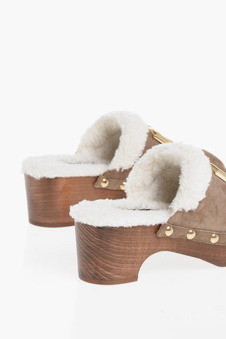 Suede TROPICANA Mules with Wood Wedge Heel 5cm