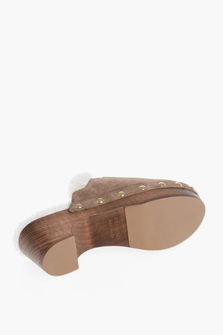 Suede TROPICANA Mules with Wood Wedge Heel 5cm