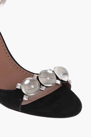 Suede Sandals LA BOMBE with 9cm Crystals