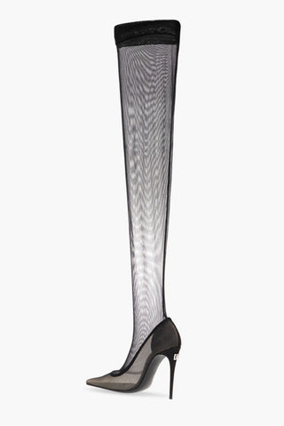 Stretch Tulle LOLLO Over the Knee Boots 12cm