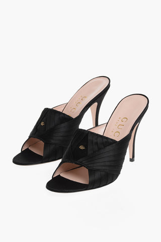 Mules Open Toe in Satin di Seta 10cm