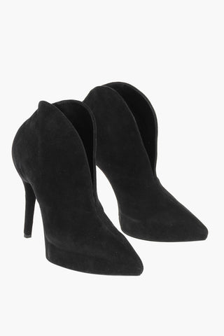 Stivaletti in Suede con Dettaglio a V Frontale 11cm