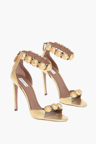 Lamè Leather LA BOMBE Sandals with Snake Motif 11cm