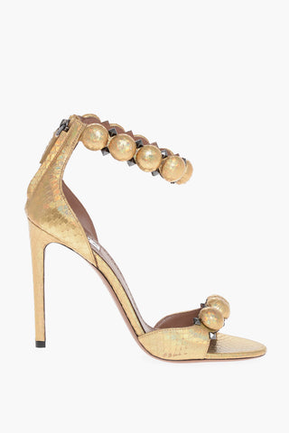 Lamè Leather LA BOMBE Sandals with Snake Motif 11cm