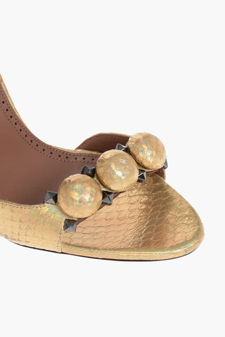 Lamè Leather LA BOMBE Sandals with Snake Motif 11cm