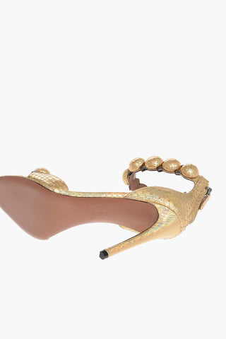 Lamè Leather LA BOMBE Sandals with Snake Motif 11cm