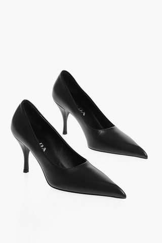 Leather Point Toe Pumps with Stiletto Heel 8cm