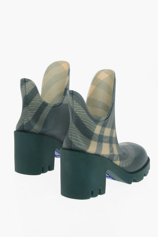 Stivaletti in Gomma Motivo Tartan 8cm