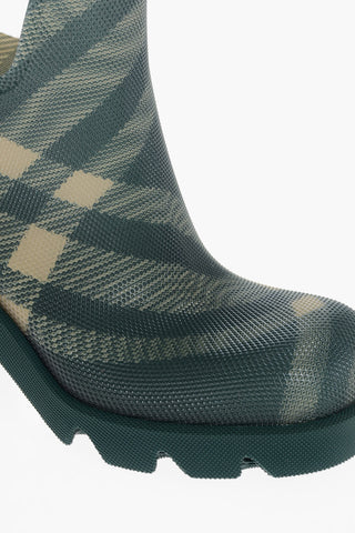 Rubber Ankle Boots with Tartan Pattern, 8 cm Heel