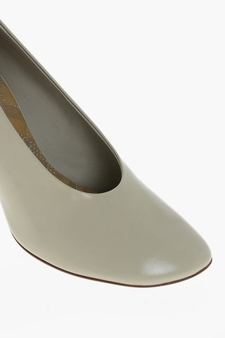 Pumps in Pelle Spazzolata con Tacco Rivestito 9cm