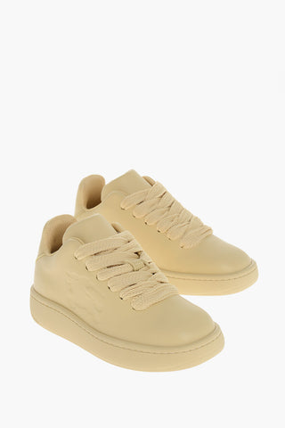 Leather Sneakers with Maxi Laces and Logoed Sole