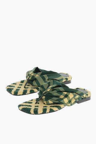 Tartan Fabric Thong Sandals
