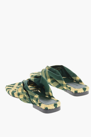 Tartan Fabric Thong Sandals