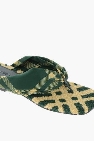 Tartan Fabric Thong Sandals