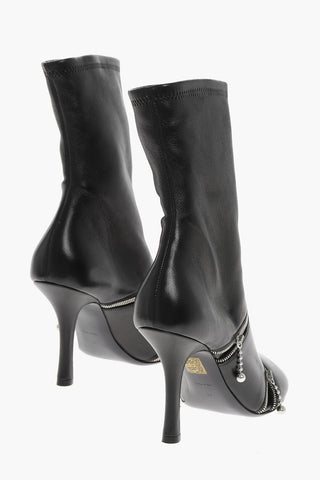Leather Booties with Decorative Zips 10cm