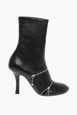 Stivaletti in Pelle con Zip Decorative 10cm