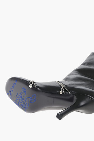 Leather Booties with Decorative Zips 10cm