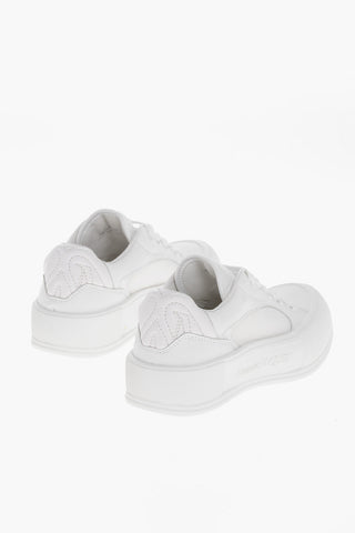 Leather Low-top Sneakers with Canvas Inserts