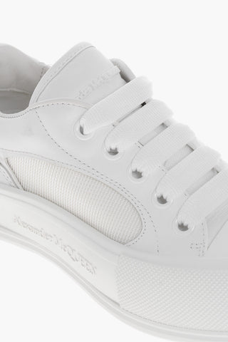 Leather Low-top Sneakers with Canvas Inserts