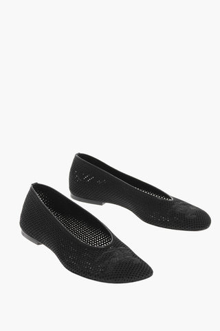 Cuir Sole Crochet Ballet Flats with Embroidered Logo
