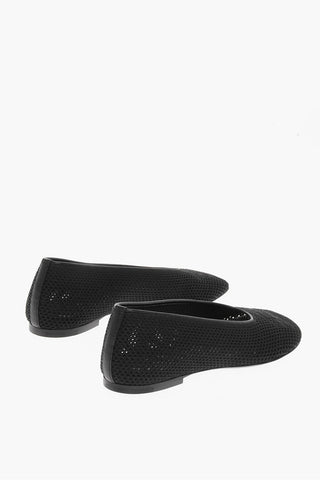 Cuir Sole Crochet Ballet Flats with Embroidered Logo